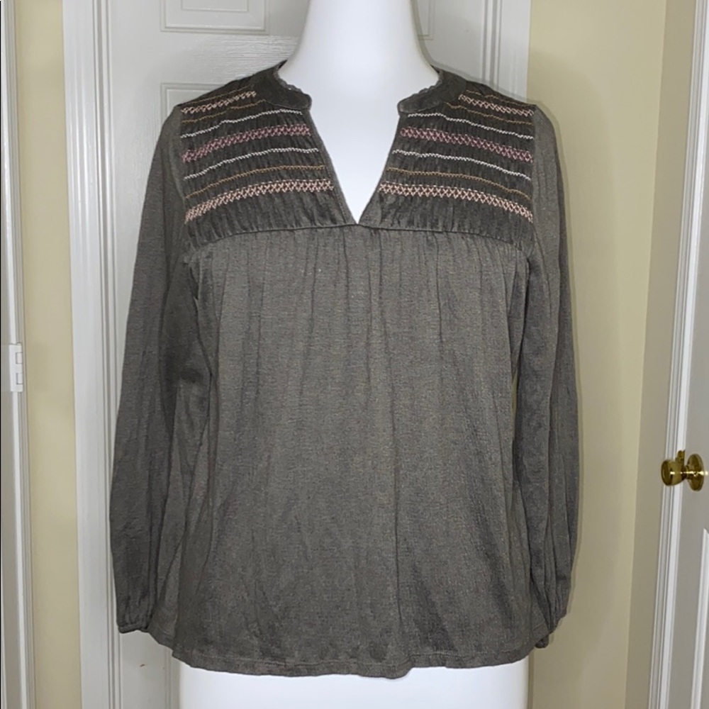 Knox Rose Peasant Green Long Sleeve Top